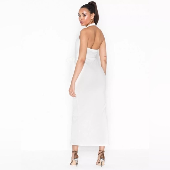 NWT Missguided White Plunge Neck Belted Midi Size 2 - Picture 4 of 13
